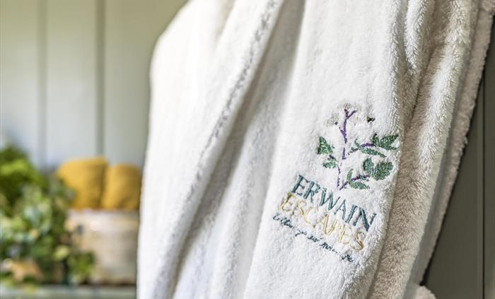 Adding a Special Touch with Luxury soft Bath Robes - Glamping Cabin Carmarthenshire with Hot Tub.jpg